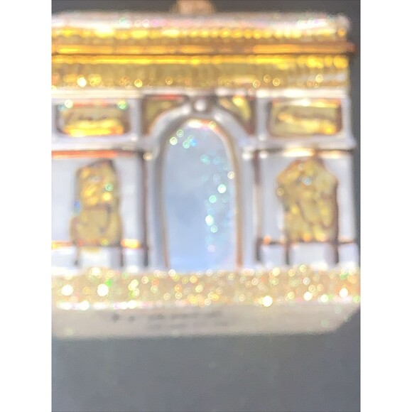 Arc de Triomphe Made Poland Blown Glass Christmas Ornament 2.25" Glittery Gold - Picture 6 of 10